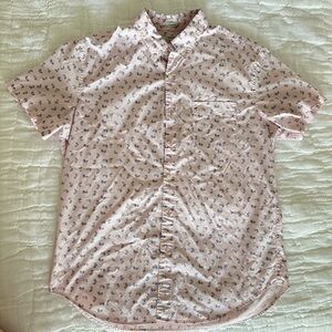JCrew short sleeve button down pink/blue ditsy print L